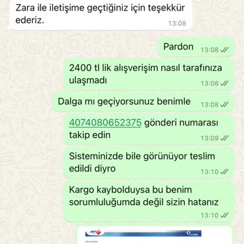 Zara İade Kargomun Depoya Ulaşmadığını Söylüyor