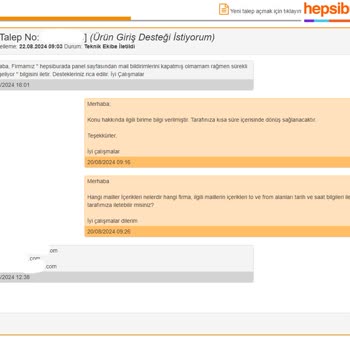 Hepsiburada'nın Sürekli Gönderilen Reklam Mailleri Ve İlgisiz Destek