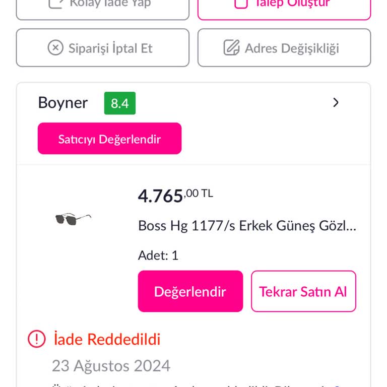 Pazarama Boyner Kullanılmış Ürünü Yollayıp İade Reddi Yapıyor