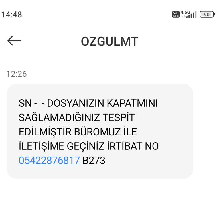 OZGULMT (SMS) Şikayetçiyim Gereğini Yapılmasını İstiyorum