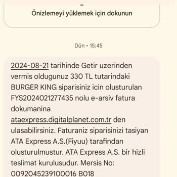 Getir Ücret İadesi İçin Geri Dönüş Yapılmadı