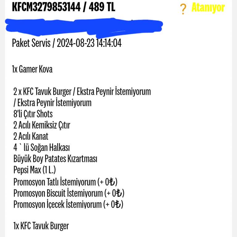 KFC Sipariş Gecikmesi Ve İletişim Sorunları