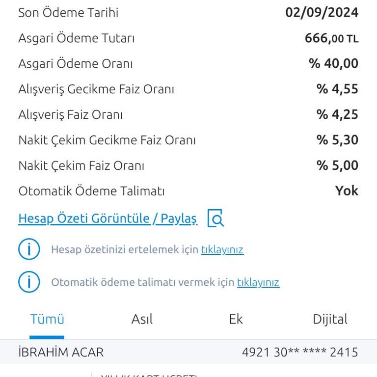 Yapı Kredi Bankası Yıllık Kart Ücreti