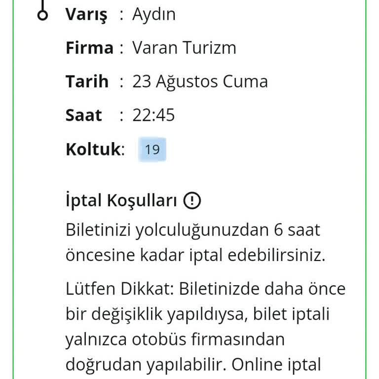 Varan Turizm Keyfi Sefer İptali