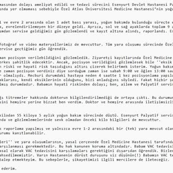 Özel Medicine Hastanesi'nin Yoğun Bakımında Oluşan Bası Yaraları Hk.