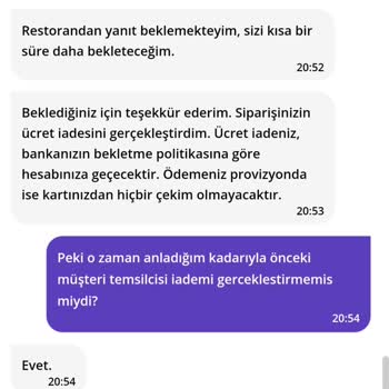 GetirYemek Yanlış Sipariş İadesinde Yaşanan Sorun