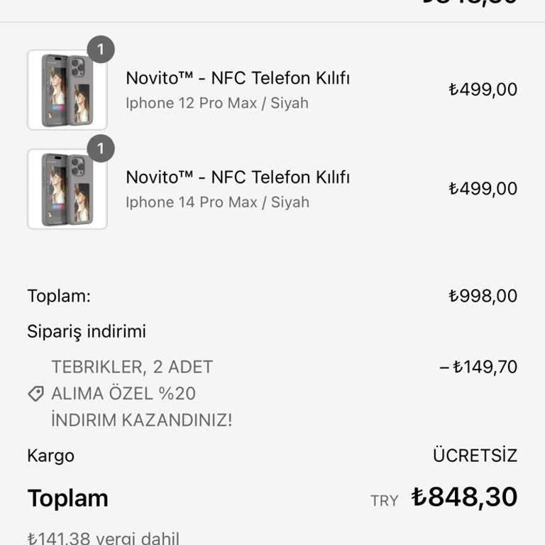 Novito Case Ürün Gönderilmemesi Haber Verilmemesi