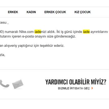 Nike İade Ücretini Bir Türlü Yatırmaması