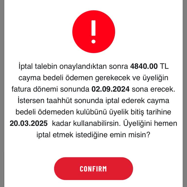 MACfit (İstanbul Anadolu) Macfit Üyelik İptal Cayma Bedeli