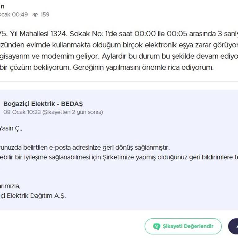 Boğaziçi Elektrik - BEDAŞ Her Gece 00,00 Da 3 Saniye Kesilen Elektrik Yüzünden Bozulan Eşyalar.