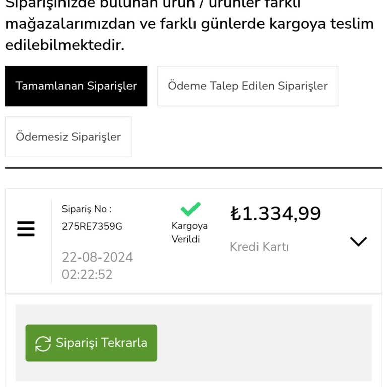 Çetinkaya Faturasız Ürün Yollanması.