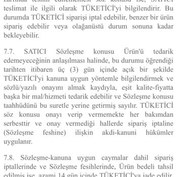 Boyner'in Kendi Mesafeli Satış Sözleşmesine Uymaması