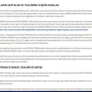 MG Türkiye Mg Valueguard Programına Uyulmaması 2. El Teklifi Verilmesi