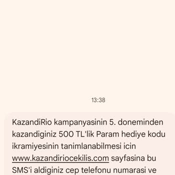 KazandıRio Mesaj Geldi Kayıt Yaptım Herhangi Bir Bildirim Veya Para Gelmedi
