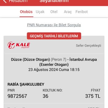 Kale Turizm Yüzünden Hem Biletim Hem Seferim Yandı