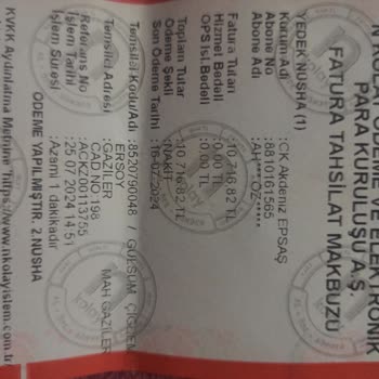 CK Enerji Akdeniz Elektrik Ödediğim Faturam Sistemde Gözüküyor