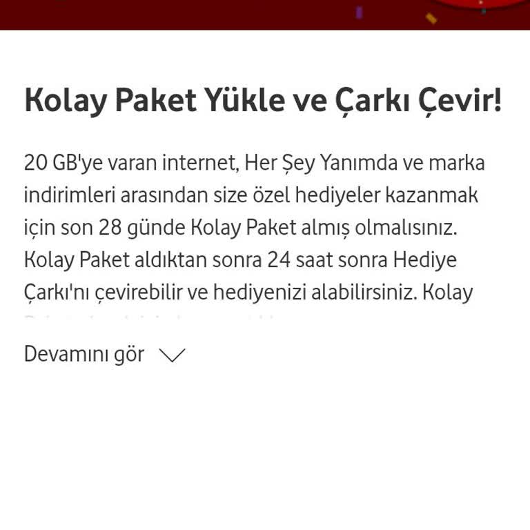 Vodafone Çarkı Çevirememe Sorunu