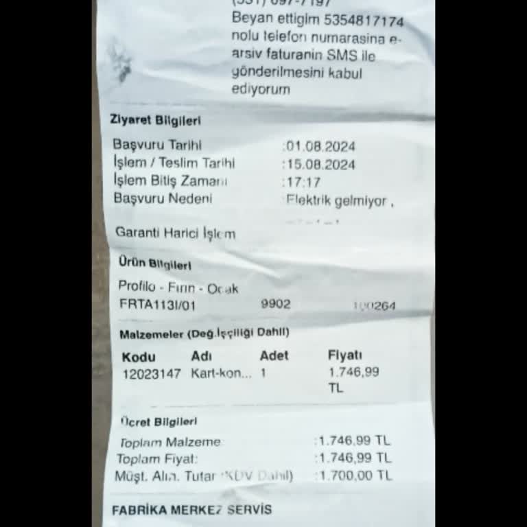 Profilo Yetkili Servisi Fırın