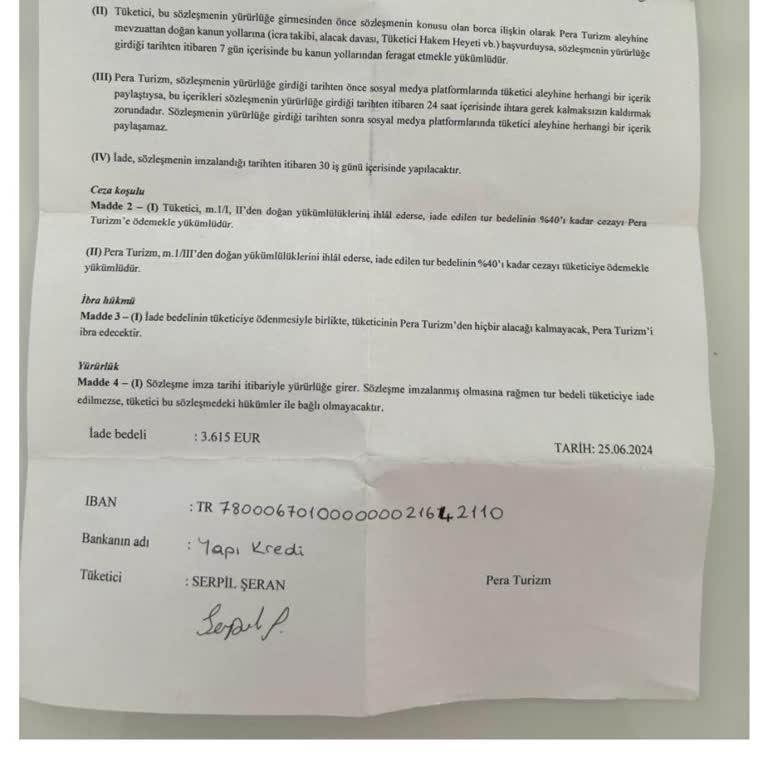 Pera Tur İle Yaşanan Vize Ve İade Sorunu