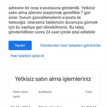 Google Play Kredi Kartı Bilgilerimi Kullanarak Bilgim Dışında Para Çekti!
