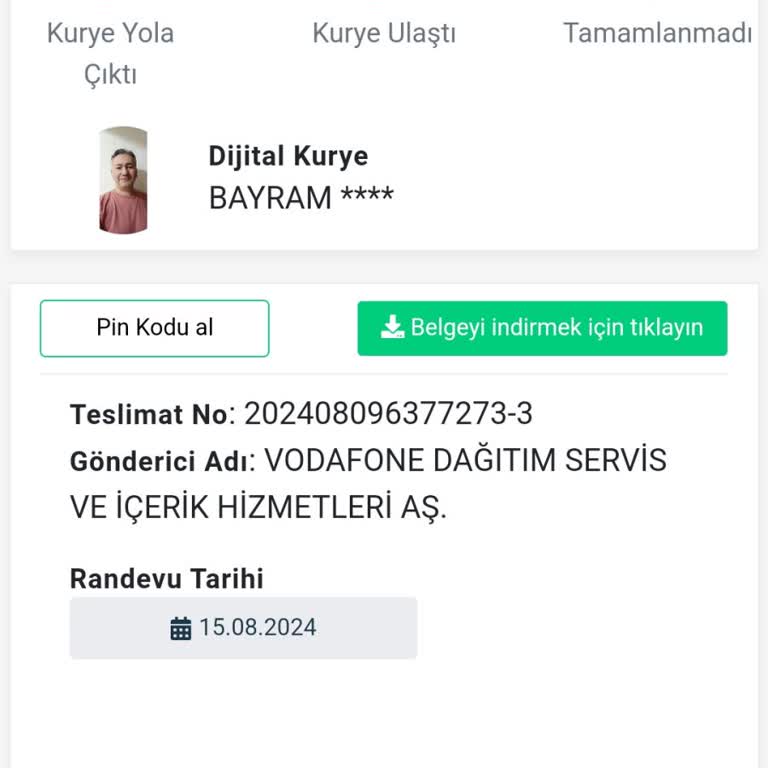 Vodafone Dijital Kurye Bireysel Hat Teslimatı