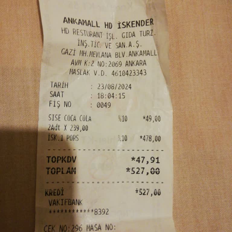 Ankamall HD İskender'de Porsiyon Hayal Kırıklığı