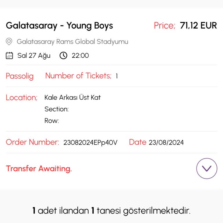Biletalsat.com Maç Bileti Aldım Fakat Biletim Passolig Hesabıma Transfer Edilmedi.