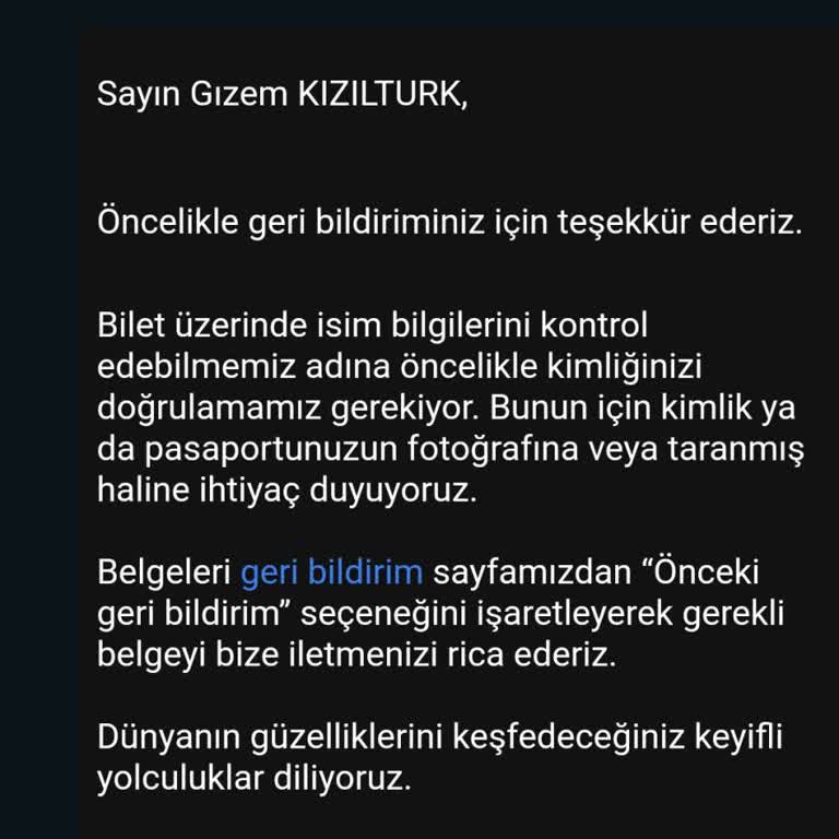 THY'nin Geri Bildirime Hala Geri Dönmemesi