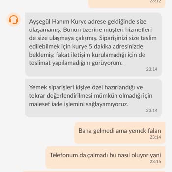 Trendyol Yemek Para İadesi Yapmadı