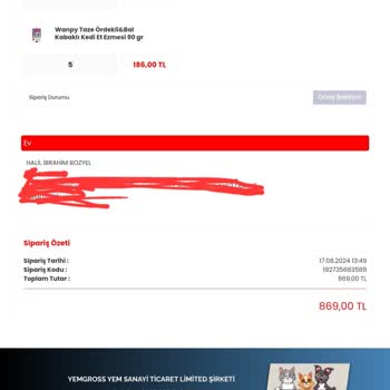 Yemgross Günlerdir Siparişi Göndermiyor