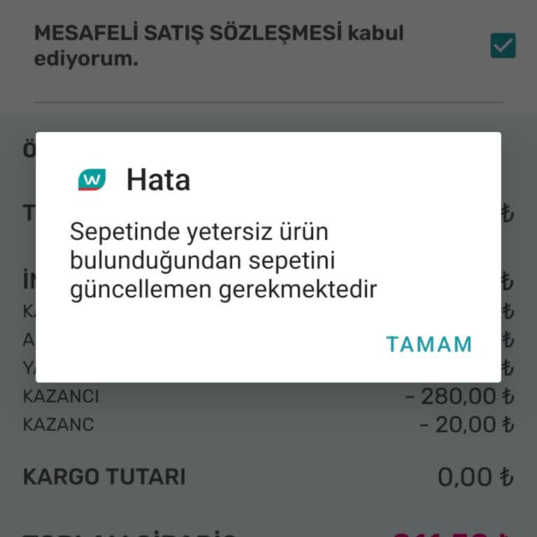 Watsons Sepette Yetersiz Ürün Hatası