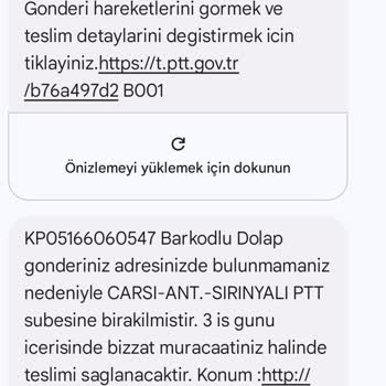 PTT Kargo Evde Olmamıza Rağmen Evde Bulamadık Diyor.