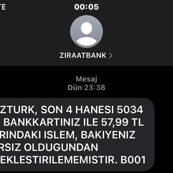Ziraat Bankası İşlem Yapmadığım Halde Mesaj Geldi