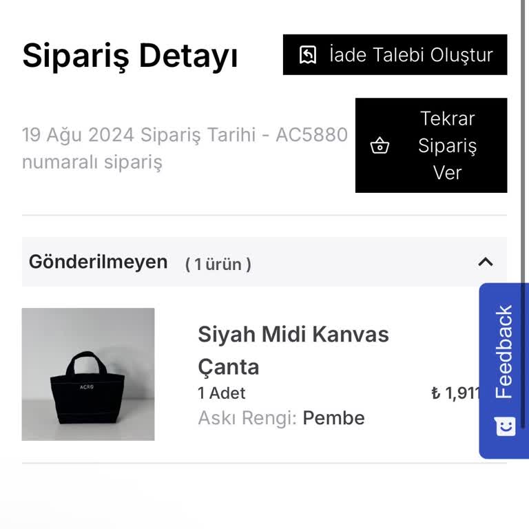 Acro İstanbul Acro Çanta İletişimsizlik Ve Kargo Gecikmesi