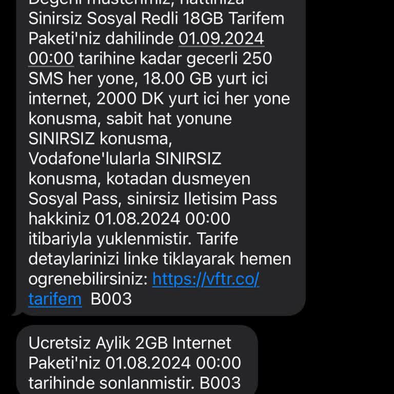 Vodafone Sınırsız Sosyal Red'li 18 GB Tarifesi Mağduriyeti