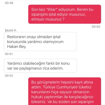 Yemeksepeti Tüketici Kanunlarına Riayet Etmiyor.