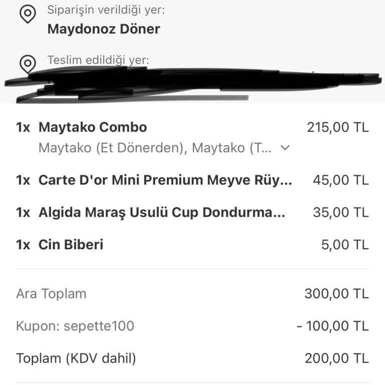 Maydonoz Döner Yemek Sepeti'nden Aldığım Dönerden Sonra Sağlık Sorunları Yaşadım