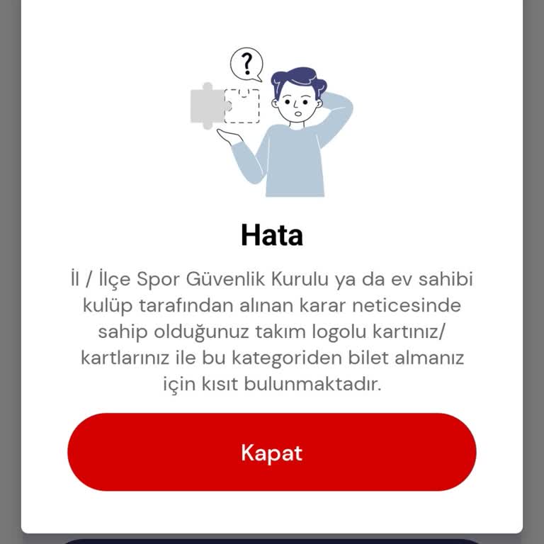 Passolig İle Bilet Alırken Hata Kısıtlama