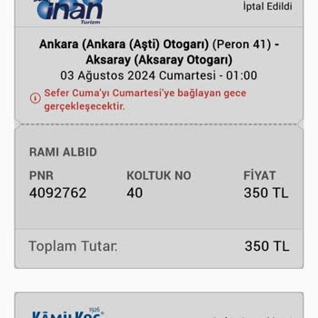 Obilet Ve İnan Turizmle Para İade