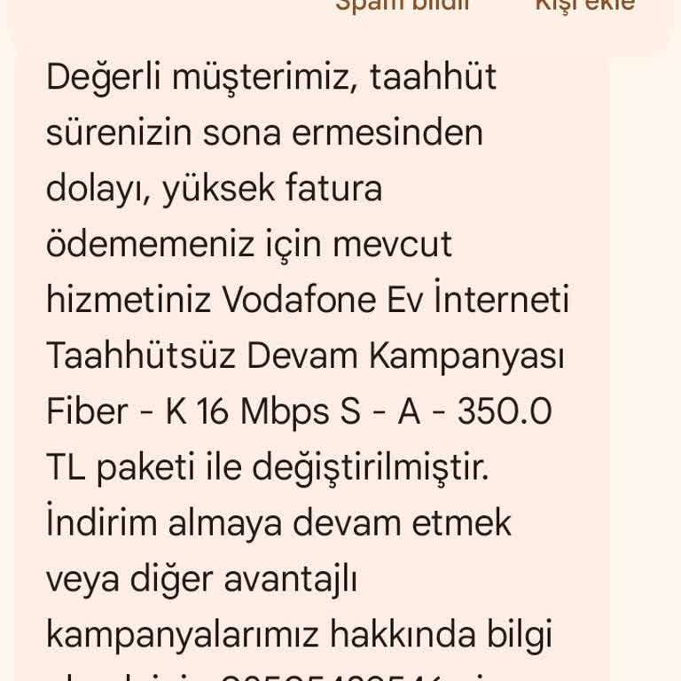 Vodafone Ev İnterneti İptali Kabul Edilmemesi