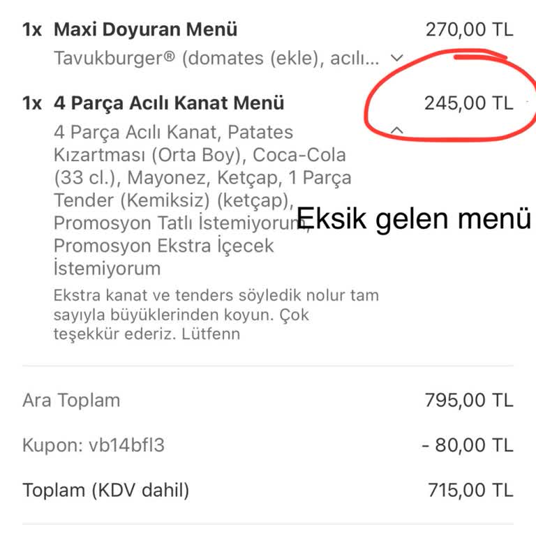 Yemeksepeti Popeyes Siparişinde Eksik İade Ve Sürekli Sorunlar