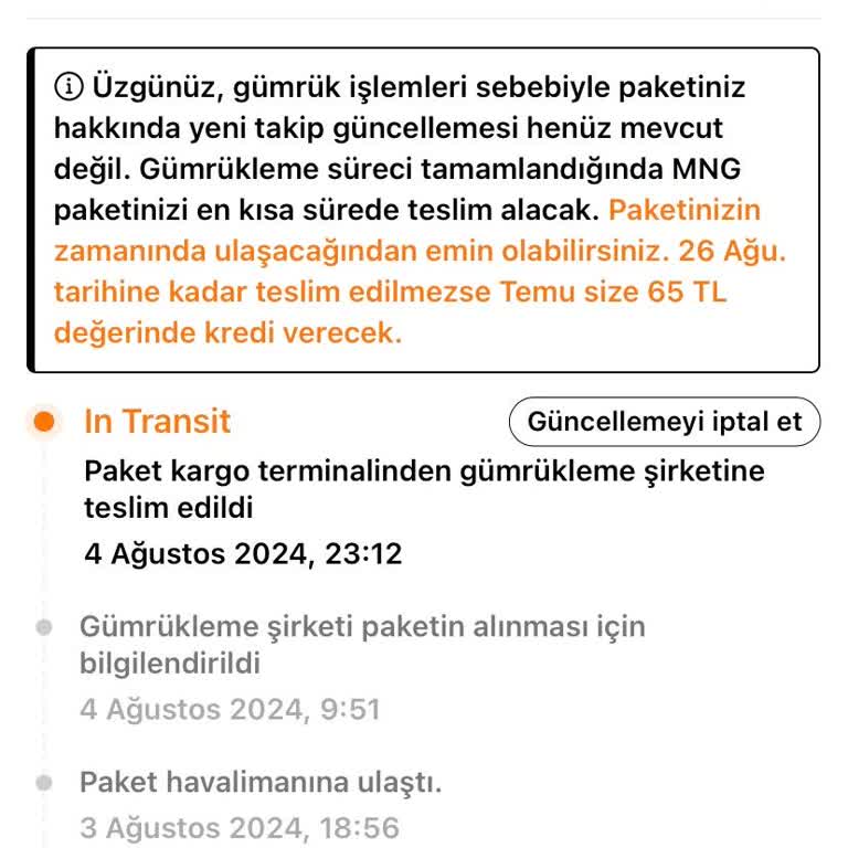 Temu Gümrükte Bekleyen Kargom