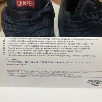 Camper Ayakkabı Önermiyorum Kalitesi Kötü, İlgili Kimse Yok