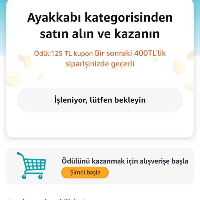 Amazon 125 TL Promosyon Kodunu İşleme Sokmuyor