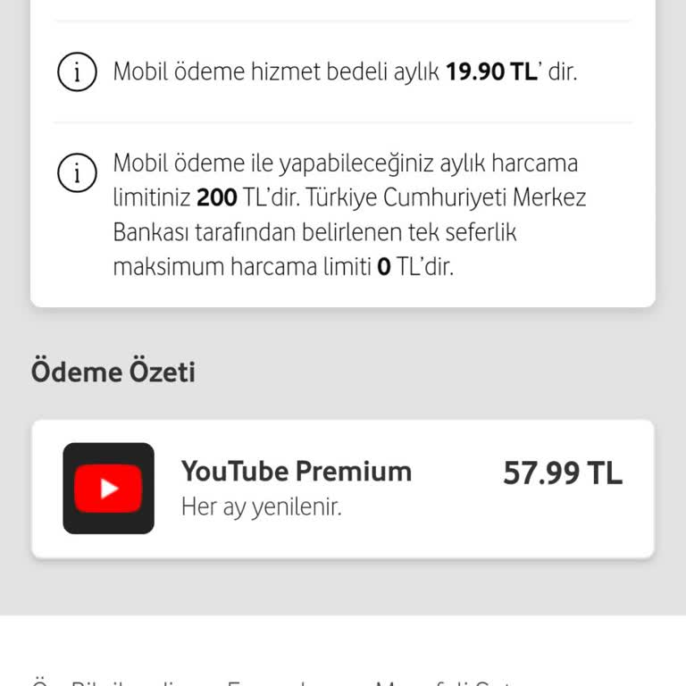 Vodafone'un Youtube Premium Üyelik Sorunu