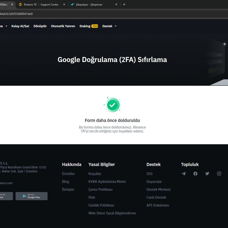 Binance TR Google Authenticator Kodu Sorunu