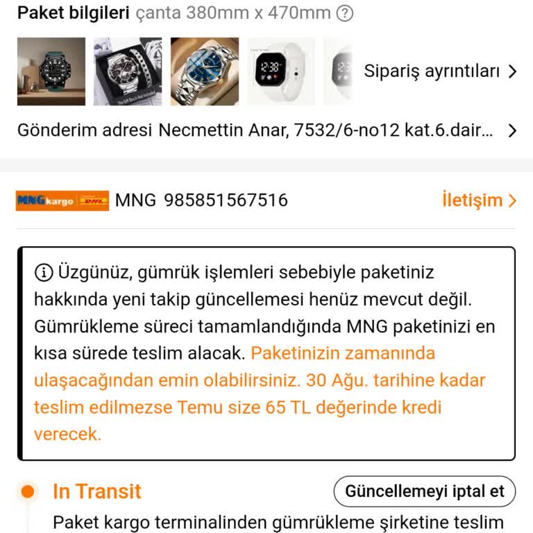 Temu Gümrükte Bekletilen Sipariş