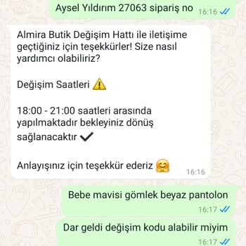 Almira Butik Pişmanlık İade Yapmıyor Değişim De Kendi İsteğine Göre!