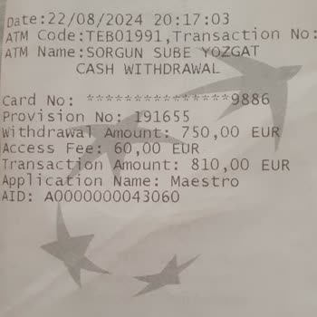 TEB Yurt Dışı ATM Ücreti