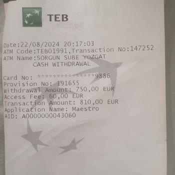 TEB Yurt Dışı ATM Ücreti